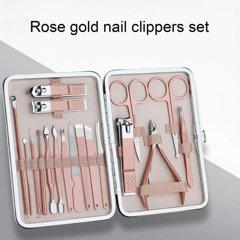 

Nail Art Kits 1 Set Manicure Clipper Stainless Steel Professional Cutter With Travel Case Kit Multifunction Beauty Tools