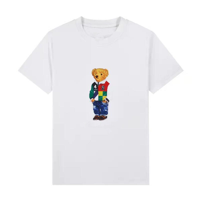 

2022 summer men's T-Shirts fashion bear print cotton half sleeve top, Dark blue