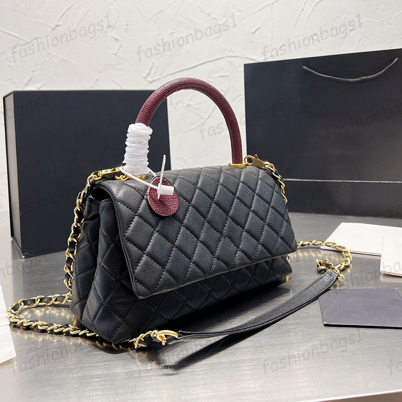 

F/W Womens Classic Top Co Handle Bags Tote Caviar Leather Calfskin GHW Matelasse Chain Crossbody Shoulder Purse Multi Pochette Designer Handbags 23X12CM, Box