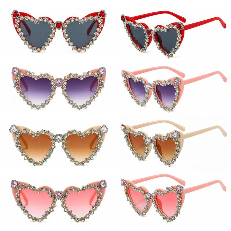 

Sunglasses Vintage Diamond Heart Women Sexy Heart-Shaped Shining Sun Glasses Ladies Retro Hip Hop Cool EyewearSunglasses