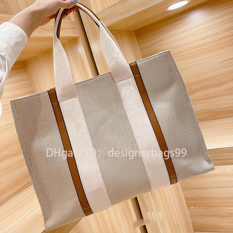 

Luxury Designer Canvas Woody Tote Bag Women Shopping Bags Fashion Handbags Large-capacity Book Purses Black and Brown Handle Purse, Deep brown
