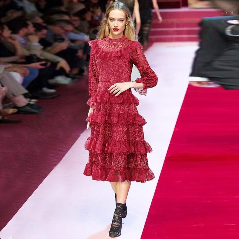 

Casual Dresses Elegant Lace Mesh Patchwork Embroidery For Women Party 2022 Spring Runway Designers Long Sleeve Midi Dress Female, Sky blue