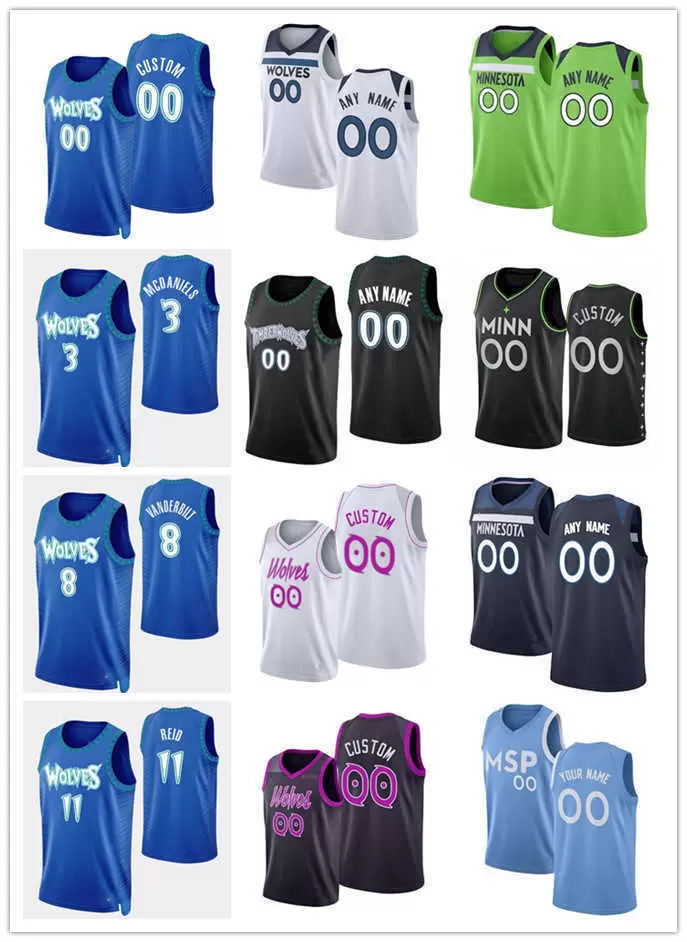 

Custom Men Women Youth Minnesota's Timberwolves's 12 Taurean Prince 11 Naz Reid 8 Jarred Vanderbilt 3 Jaden McDaniels Basketball Jerseys, Color