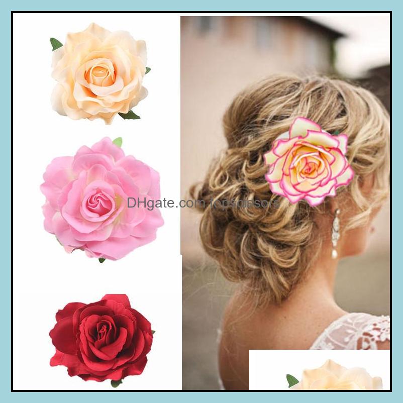 

Hair Accessories Tools Products 24 Colors Boho Flower For Women Bride Beach Rose Floral Hairclip Diy Brides Headdress Brooch Wedding Flore