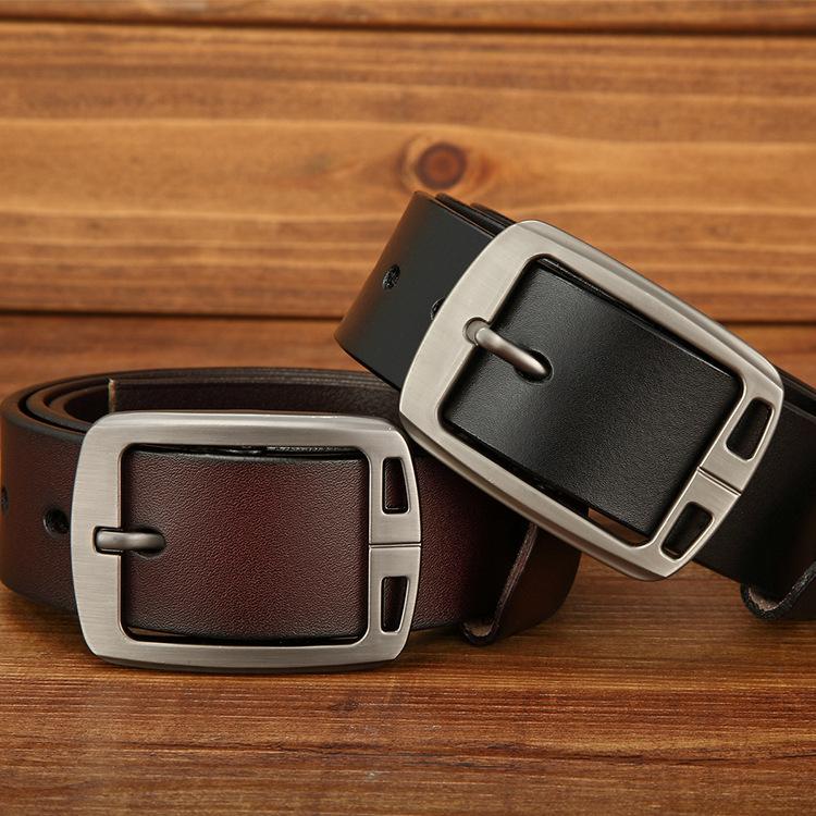 

Belts Men's Belt Leather Men Pin Buckle Cow Genuine For High Quality Mens Cinturones HombreBelts, Black
