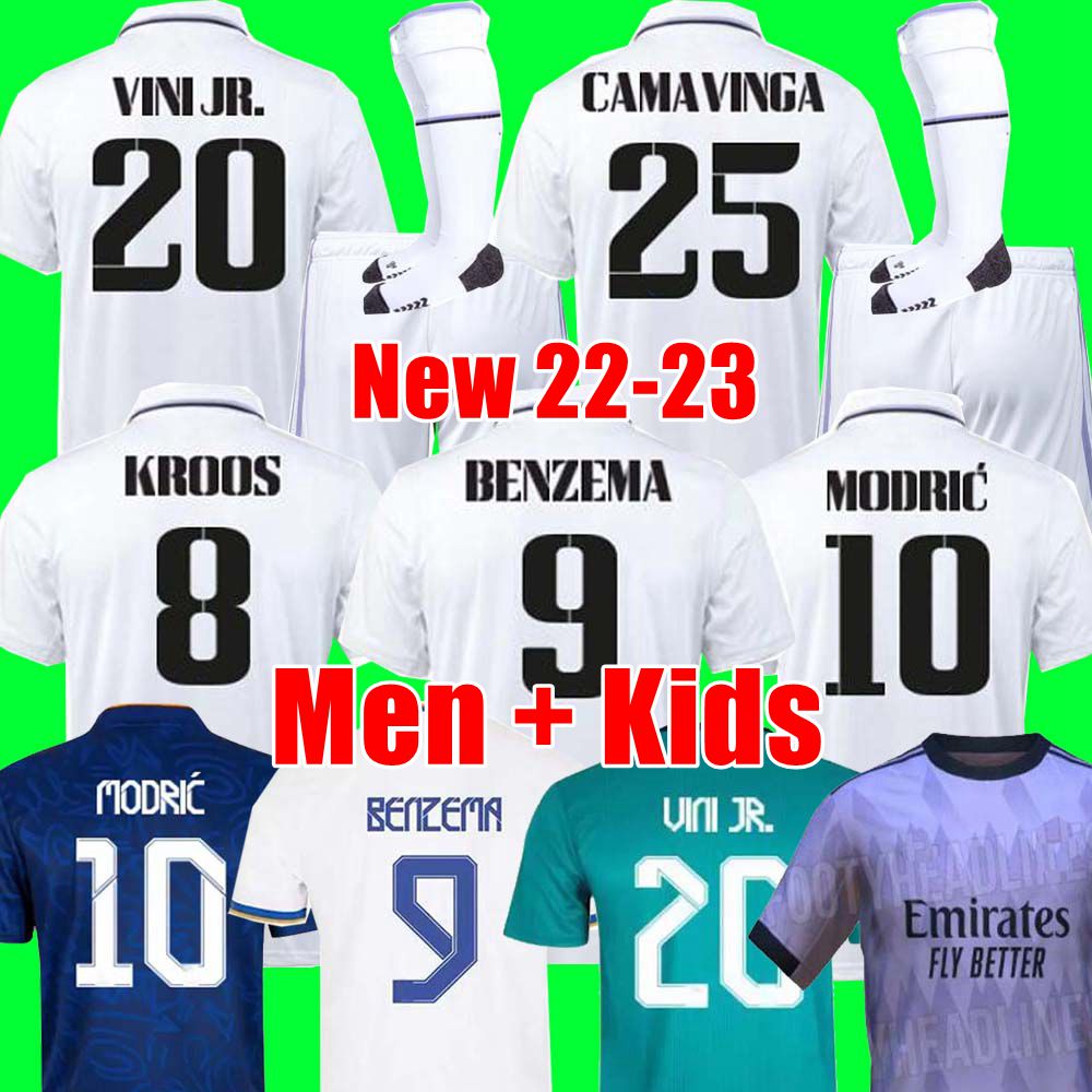 

FANS player 120TH Black BENZEMA soccer jerseys 21 22 23 football shirt VINI JR MODRIC RODRYGO camiseta men kids kit 2022 2023 uniforms CAMAVINGA CASEMIRO Real Madrids, Home aldult lfp