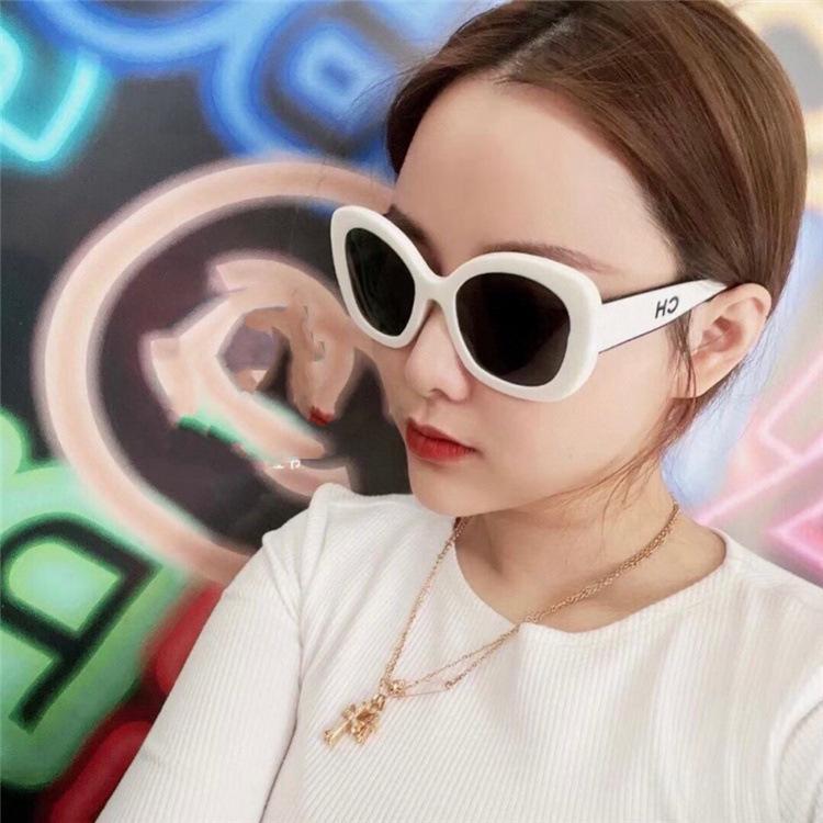 

Sunglasses 2022 Acrylic Black And White Color Matching Women's Ch9091 Plate Round