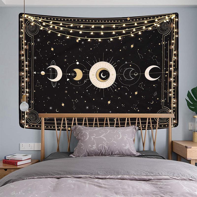 

Tapestries Moon Phase Tapestry,Starry Sky Tarot Card Tapestry Wall Hangings,Retro Art For Bedroom,150X200 CM