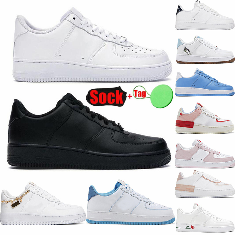 

Classic 2023 1 Designer Shoes Low One Mens Womens Leather Casual Shoes 07 White Black Flats Sneakers Size 36-45 Rose University Blue Valentine, 35