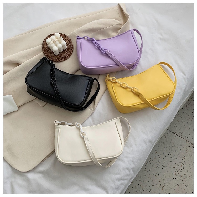 

HBP Women Axillary Bags Silicone Chain Satchel Shoulder Bag Handbags Lady Tote Crossbody Messenger Purse Black White