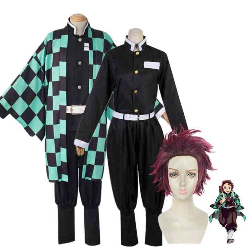 

Anime Costumes Demon Slayer Tanjirou Kamado Cosplay Costume Anime Kimetsu no Yaiba Men Kimono Costume New AA220324