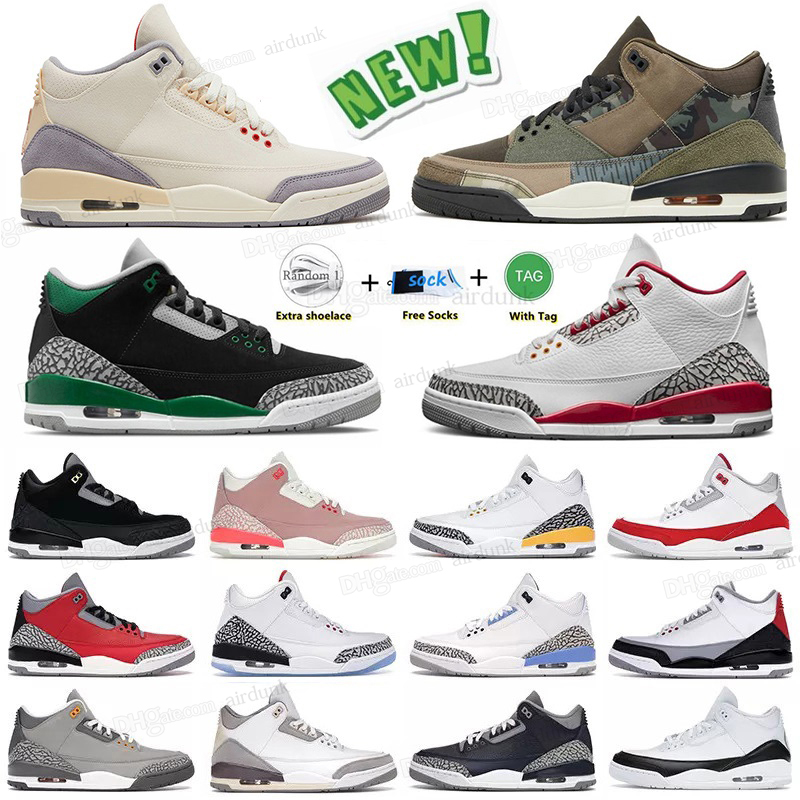 

3s Men Running shoes Jumpman 3 Cardinal Red Pine Green Racer Blue Cool Grey Hall of Fame Court Purple Laser Orange mens A Ma Maniere trainers outdoor sports sneakers, I need look other product