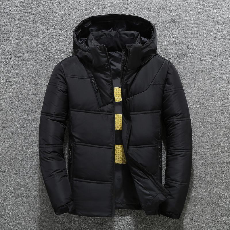 

Men's Down & Parkas Winter Jacket Casual Mens Thick Detachable Hat White Duck Hooded Coat Male Solid Color Warm Zip Outwear Tops1 Phin22