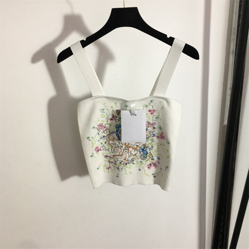 

Women's Knit Tank Top Yoga Animal Print Line Embroidery Kintted Vest Cool Slim Halter Vest Crop Tops, Extra shipping cost