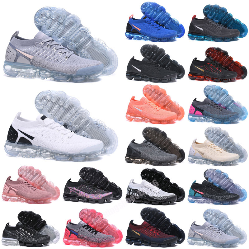 

Vapores FK2018 Triple Black Anthracite Fly Running Shoes Men women knit Summit White Game Royal Oreo Obsidian trainer Metallic Silver Grey Neon Light Bone, Color 18