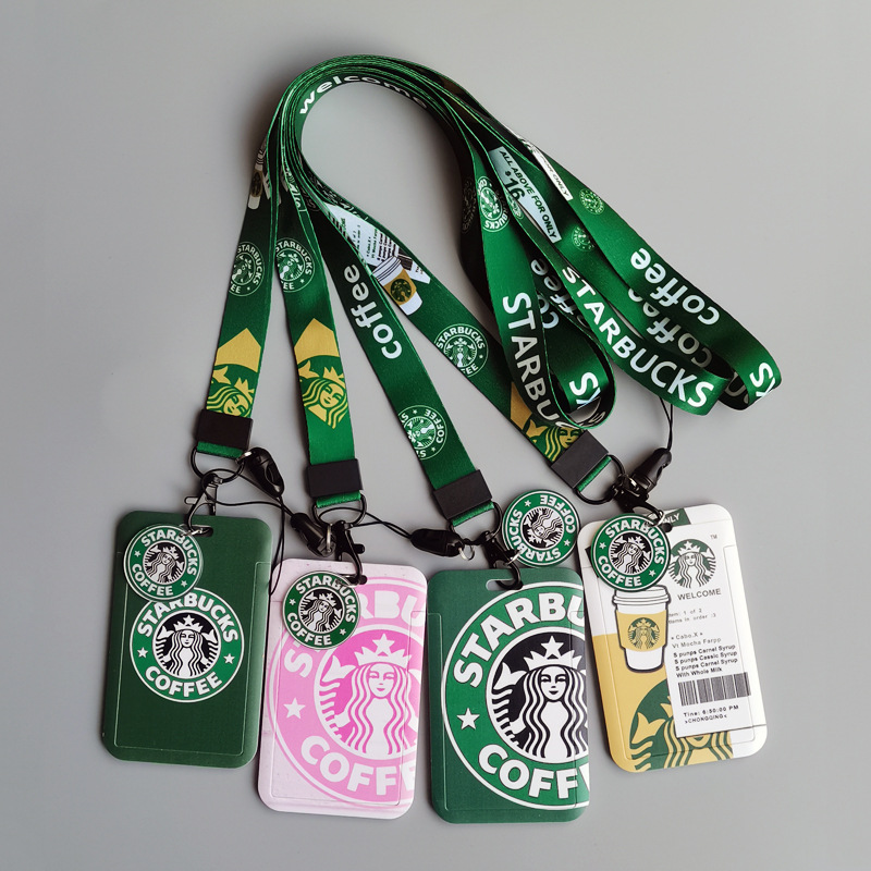 

Party Favor Popular hard Starbucks bus card set creative mobile phone lanyard students pick up campus meal card work permit coffee star