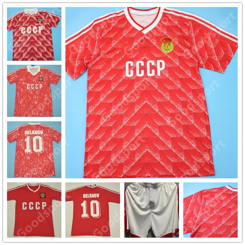 

86 88 89 90 Retro USSR CCCP Soviet Union Soccer JERSEYS Igor Belanov MASCITTI Bobrov BLOKHIN Buryak Chislenko Gavrilov Ivanov Zavarov Football Shirts Dasaev shorts A, 1988