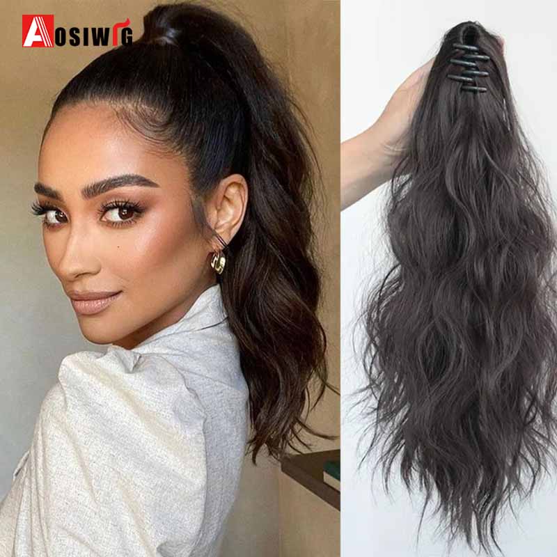 Costume Accessories Synthetic Short Claw Ponytail Water Wave Hair Natural Wavy Fake False Hairpiece For Women Clip In Pony Tail Extension-image-772762110
