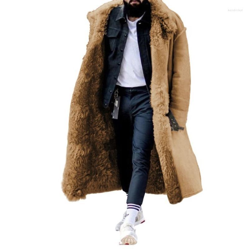 

Men' Wool & Blends Winter Long Overcoat Men Plus Size Lapel Frosted Velvet Sleeves Keep Warm Mens Clothing Kend22, Black