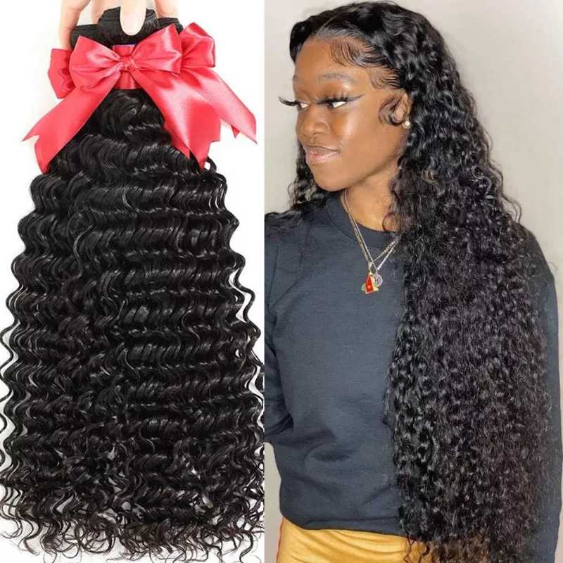 

Human Hair Bulks Luvin 1 3 4 Bundles Deal 30 32 40 Inch Loose Deep Wave Brazilian Weave Water Curly Extensions Tissage RemyHuman