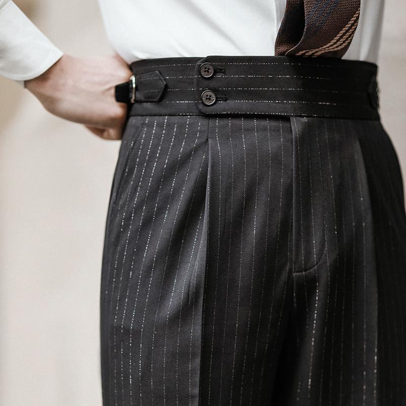 

Men's Pants Fashion Stripe Trousers Pant For Man 2022 Office Trouser Men Business Casual British Social Club Outfits Pantalones HombreMen's, Navy blue