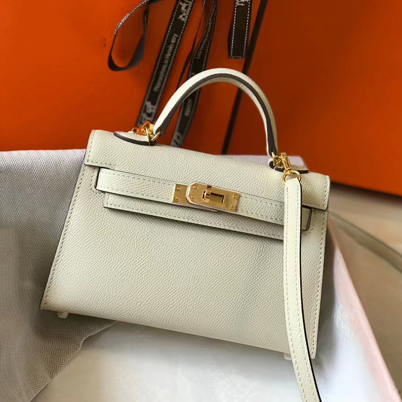 

7A+ Top Quality Bag Women Purse Designer 19CM Mini Epsom Bags Handmade Luxury Designer Handbags Classic Fashion Leather casual banquet, Black gold buckle