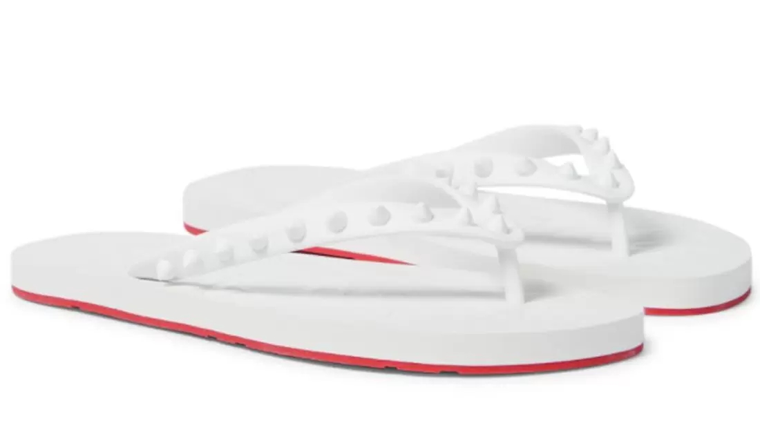 

Italy Women Sandals handmade shoes summer Mens beach slide shoe White Flip Donna Spiked Rubber Flips Flops Sandals high quality with box