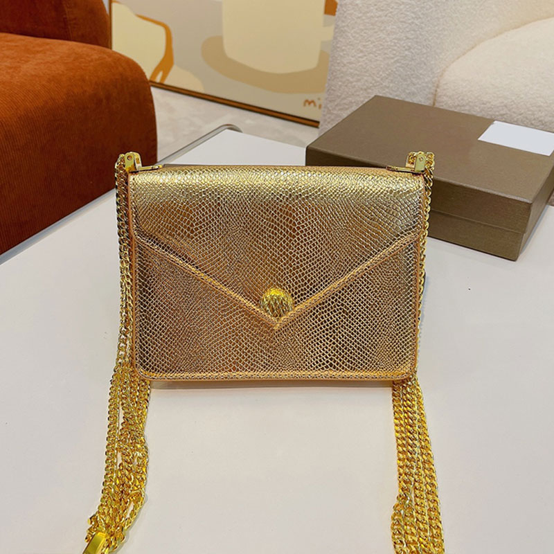 

Chain Cross Body Bag Messenger Bag Women Flap Handbag Fashion Snakehead Buckle Lizard Pattern Hasp Cluth Top Quality Lady Shoulder Purse
