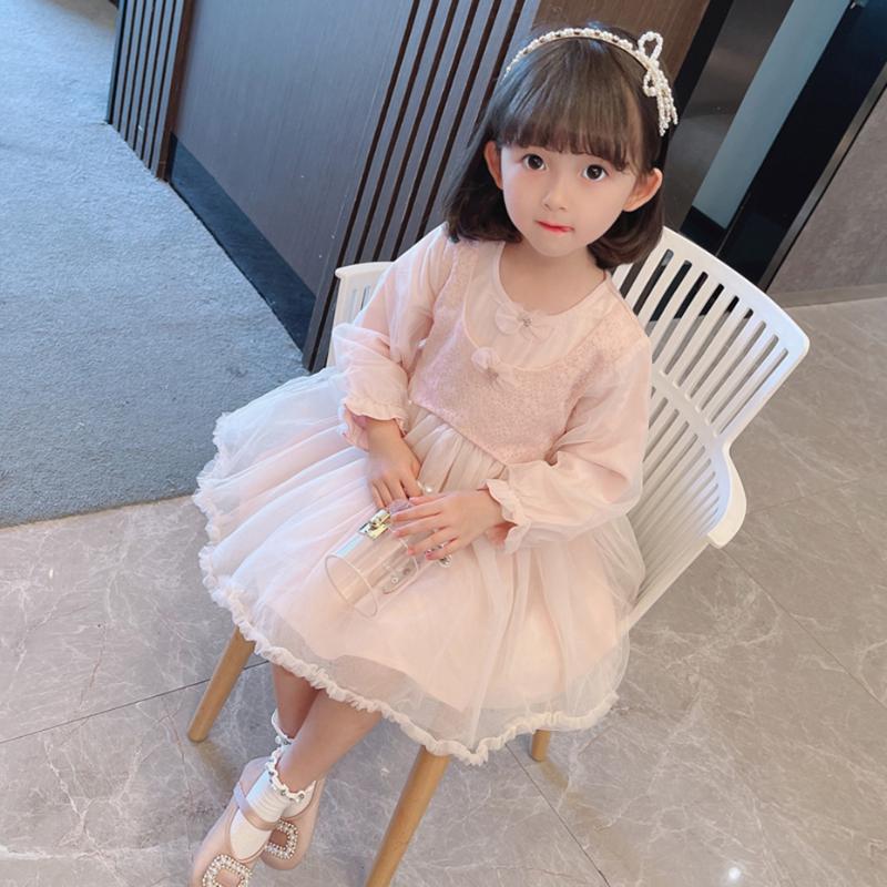 

Girl's Dresses Dress For Girls Solid Color Lace Casual Style Party Child Spring Autumn Girl Costume, J3781-1