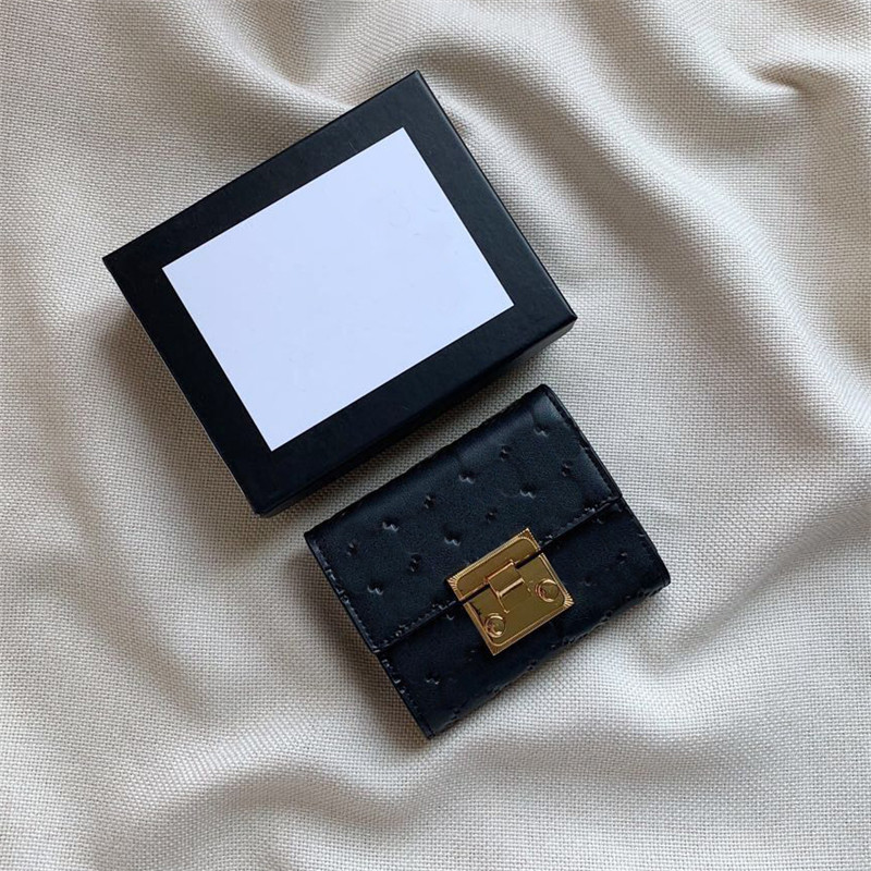 

Delicate Letter Embossing Money Clips Metal Buckle Short Wallets Men Women Folding Purse Card Holder Coin Purses With Box