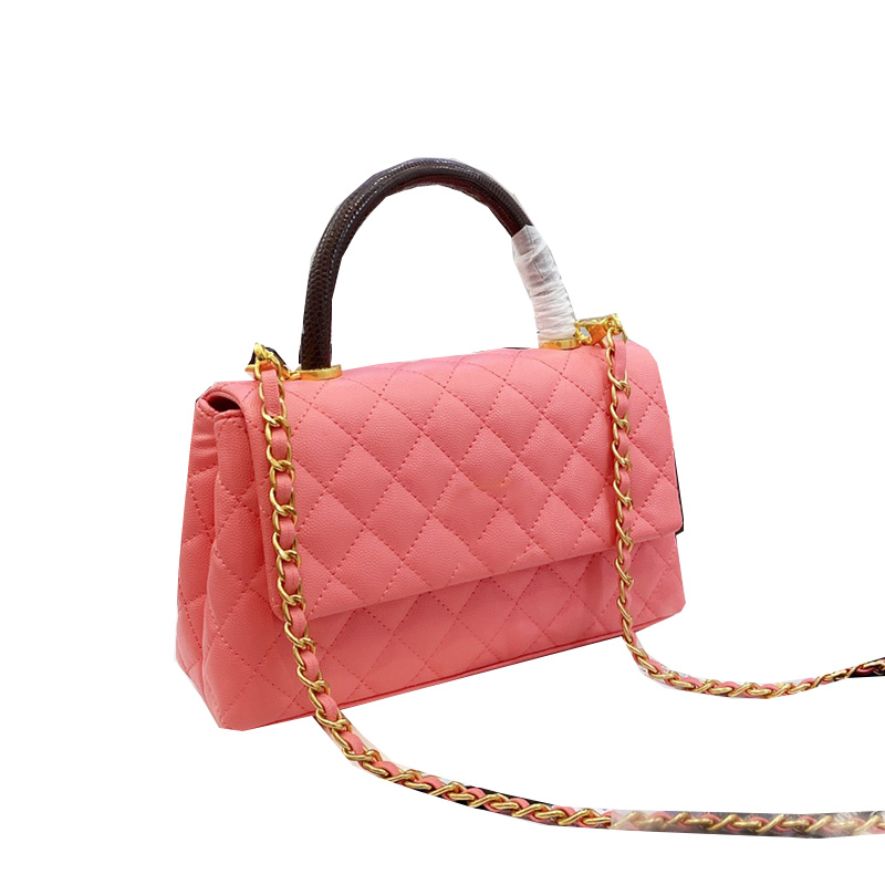 

Womens Classic Caviar Leather Quilted Co Handle Tote Bags Gold Metal Hardware Matelasse Chain Crossbody Shoulder Luxury Designer Outdoor Sacoche Handbags 24CM, Box