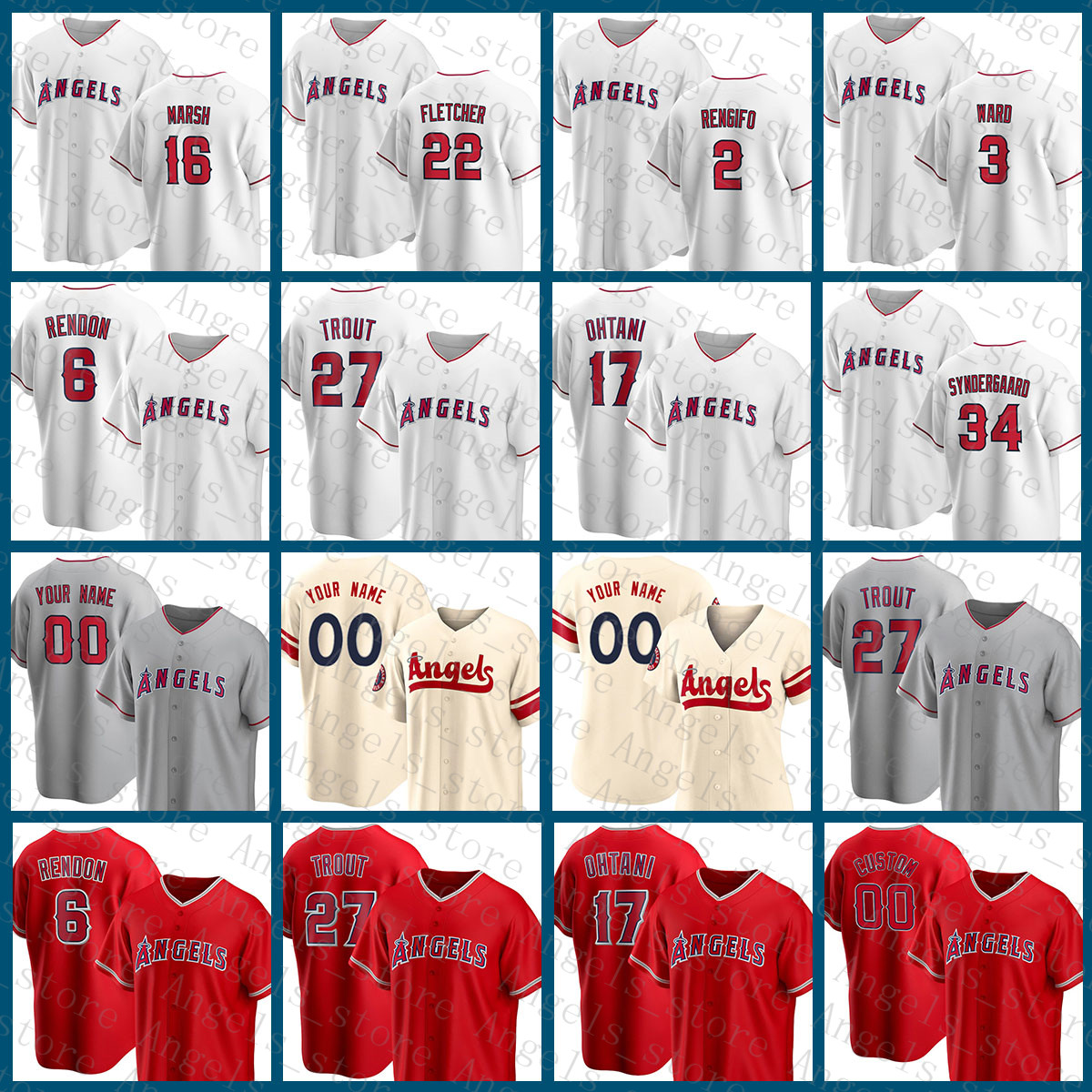

2022 Los New Angeles Baseball Jersey Angels Mike Trout Shohei Ohtani Anthony Rendon Noah Syndergaard David Fletcher Jack Mayfield Luis Rengifo Adell Brandon Marsh, 2022 custom(tianshi