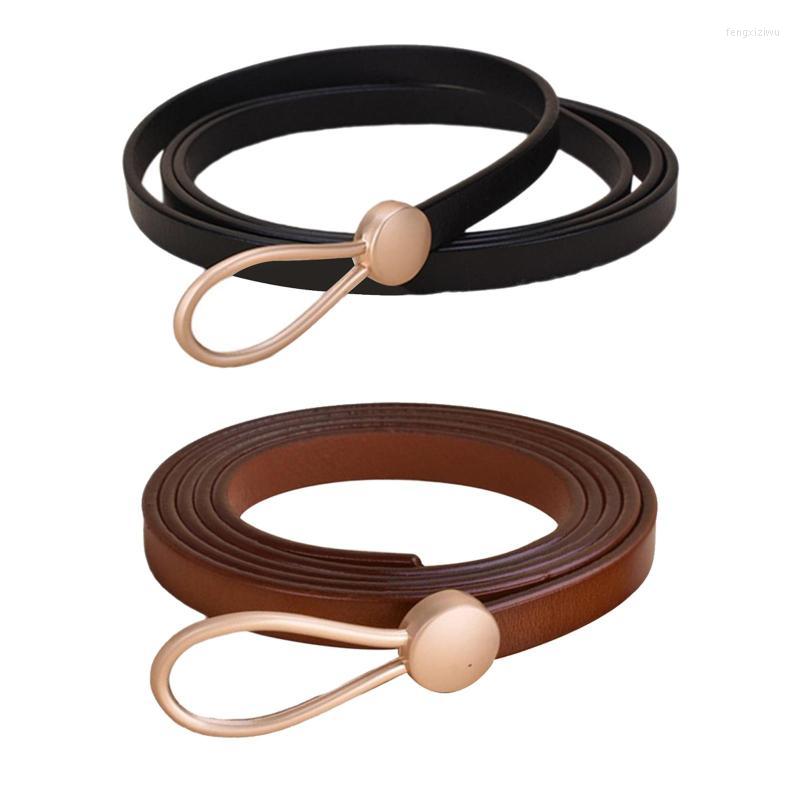 

Belts Fashion Women Belt Waist Thin Waistband Vintage Buckle PU Leather For Pants Ladies Girls Dress SkirtsBelts, Brown