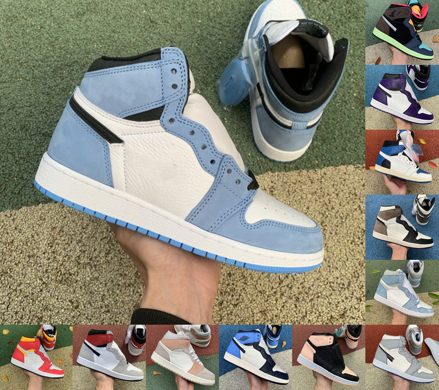 

Fashion Jumpman Men 1 J Balvin 1s University Blue Shoes dark mocha light smoke grey obsidian Chicago UNC top 3 triple white Fragment mens, 39