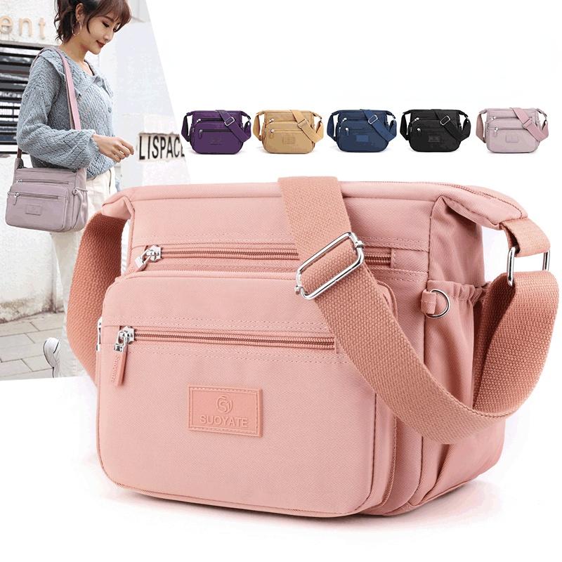 

Evening Bags 2022 Oxford Cloth Women's Messenger Bag Canvas Multi-layer Leisure Large Capacity Shoulder, Purple