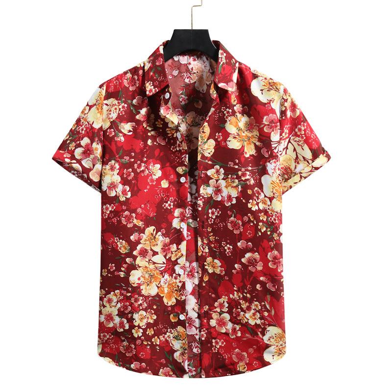 

Men' Casual Shirts Fashion Floral Print Beach Shirt Men Short Sleeve Hawaiian 2022 Mens Tropical Aloha Holiday Vacation Clothes CamisaMen, Black