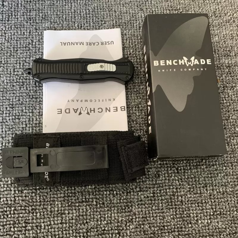 

High quality Knives Special offer Benchmade Mini Infidel Double action BM 3300 Automatic knives 3350 BM3300 D2 Steel Auto Tactical knife with nylon sheath, A002