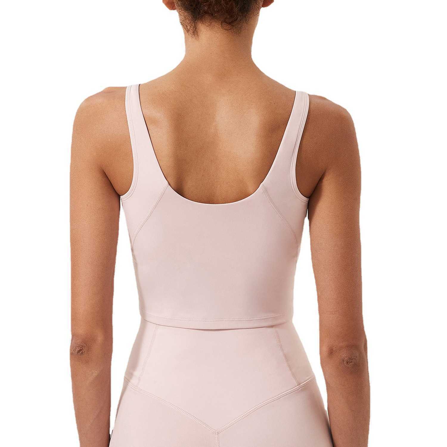 

Women's Yoga Vest Sports Tank Tops U-shaped Fitness Running Gym Clothes Solid Color Bra Underwear Casual Exercise Workout Shirt Suit, Light green