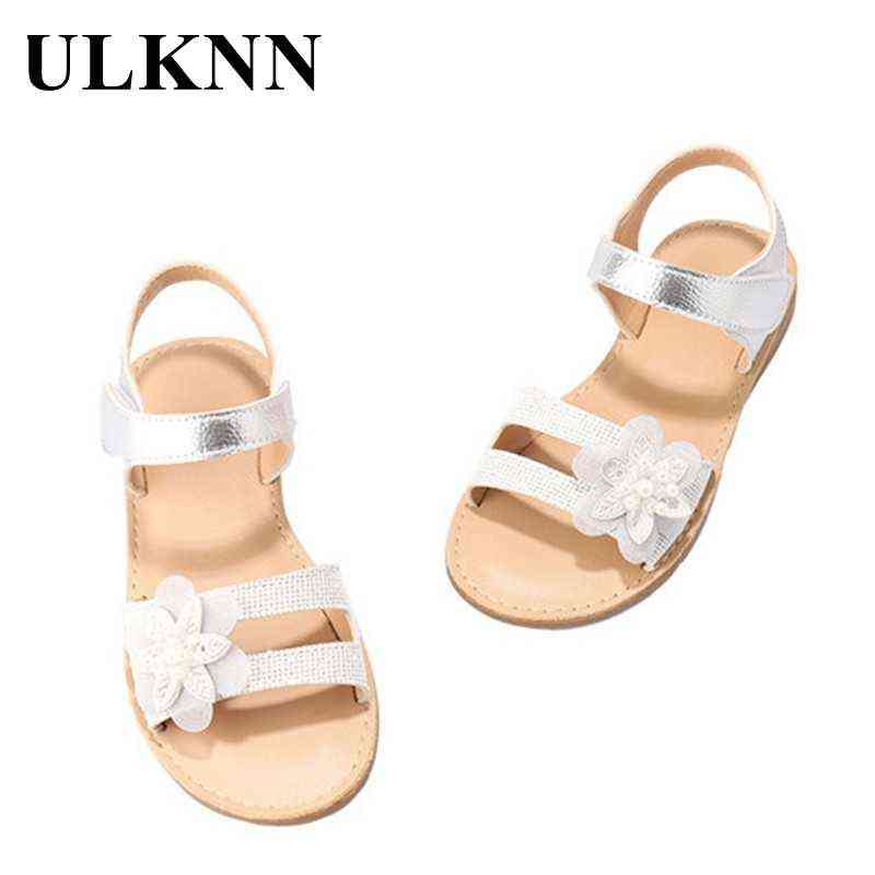 

ULKNN Summer Girl's Footwears Spring Flats For Kids Princess Sandal Children's Soft Bottom Sandals Comfortable Shoes Non-slip G220418, White