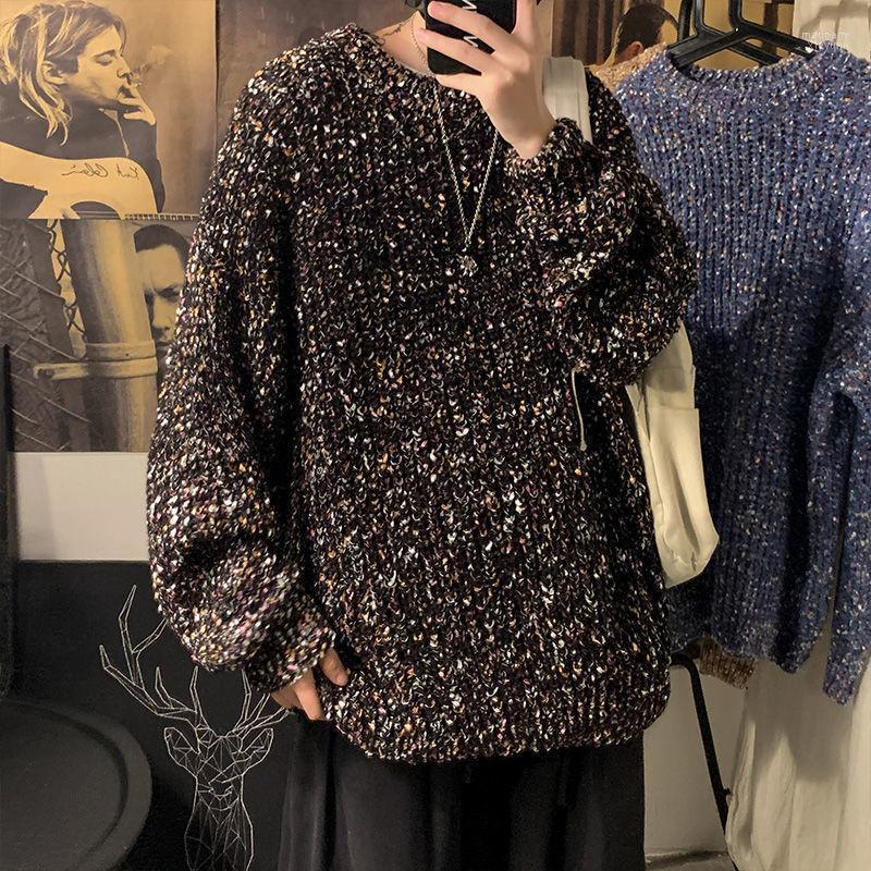 

Men's Sweaters Neploha 2022 Winter Spaper Style Casual Sweater Neutral Dazzling Color Oversized Loose Male Pullovers Tops Mari22, Blue