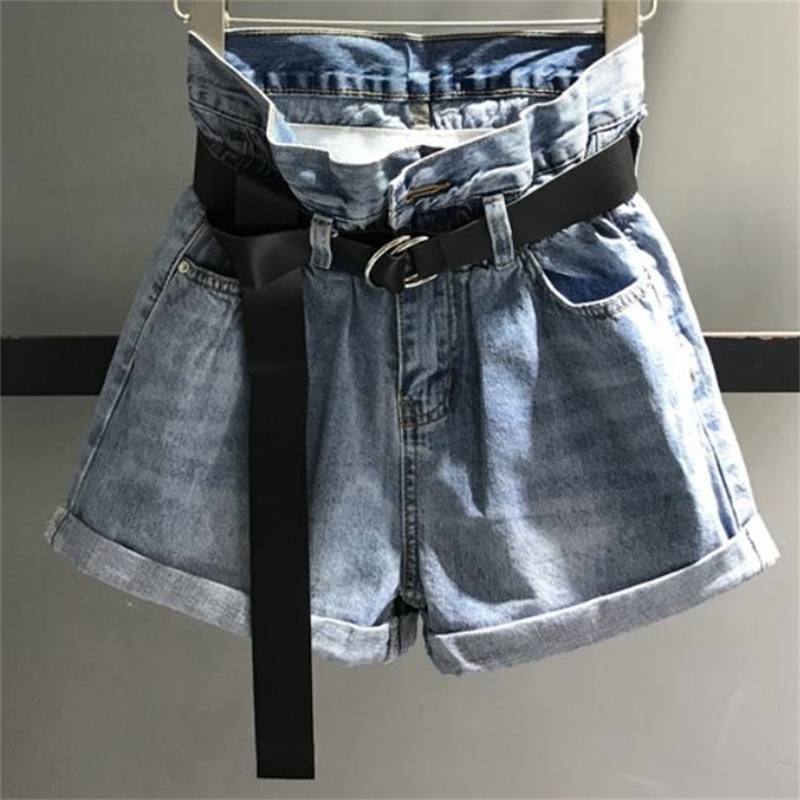 

summer fashion high waist denim shorts women casual loose wide leg jeans shorts summer fashion high waist denim Y200822, Blue