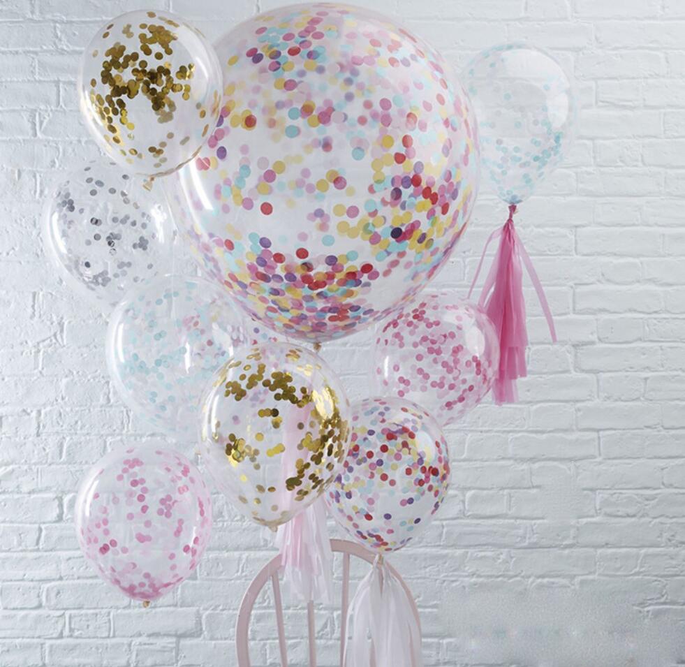 12 inch GOLD SEQUIN paper Balloon scraps Party Decoration transparent Latex Balloons Wedding Birthday opening supplies-image-764776617