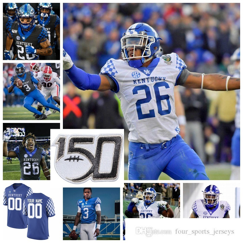 

NCAA Kentucky Wildcats College Football Jerseys 2 Tim Couch 24 Christopher Rodriguez 10 Asim Rose Jr. 26 Benny Snell Jr. Custom Stitched, Youth blue