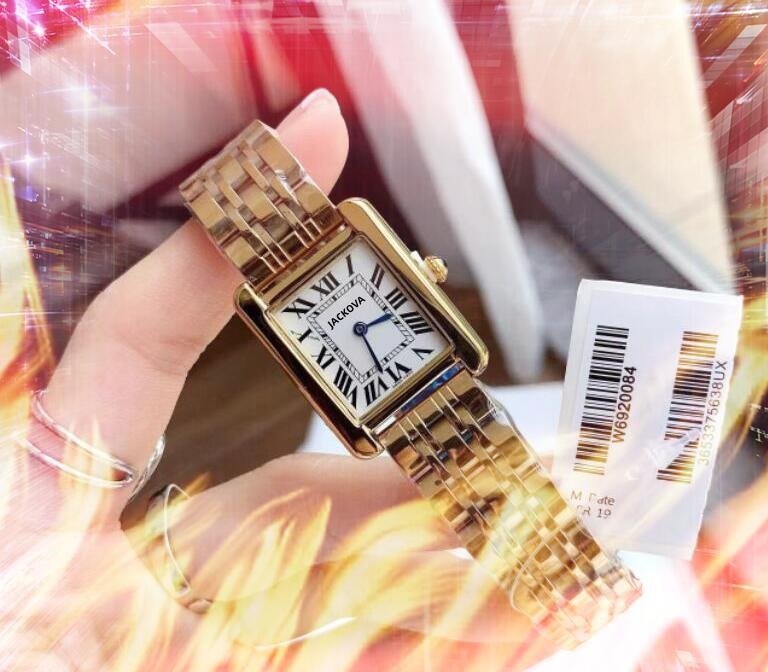

High Quality Luxury Square Roman Dress Business Wristwatch 31mm Women Quartz Movement Full Fine Stainless Steel Rose Gold Silver Watch, As pic
