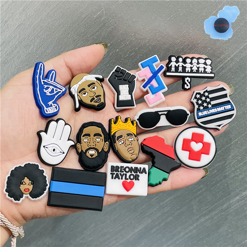 

1PCS Cartoon BLM# Shoe Charms Black Girl Magic Shoe Button Accessories Buckle Decorations Designer Wristbands DIY Kids Croc Jibz