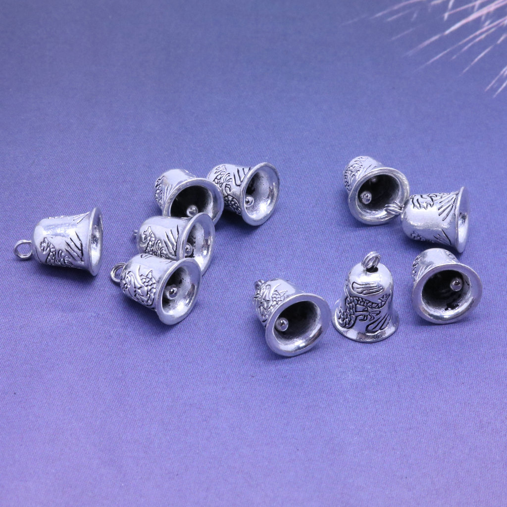 Tibetan Silver Bell DIY Handmade Charms Bracelet Jewelry Accessories Ethnic Style Pendant Wholesale
