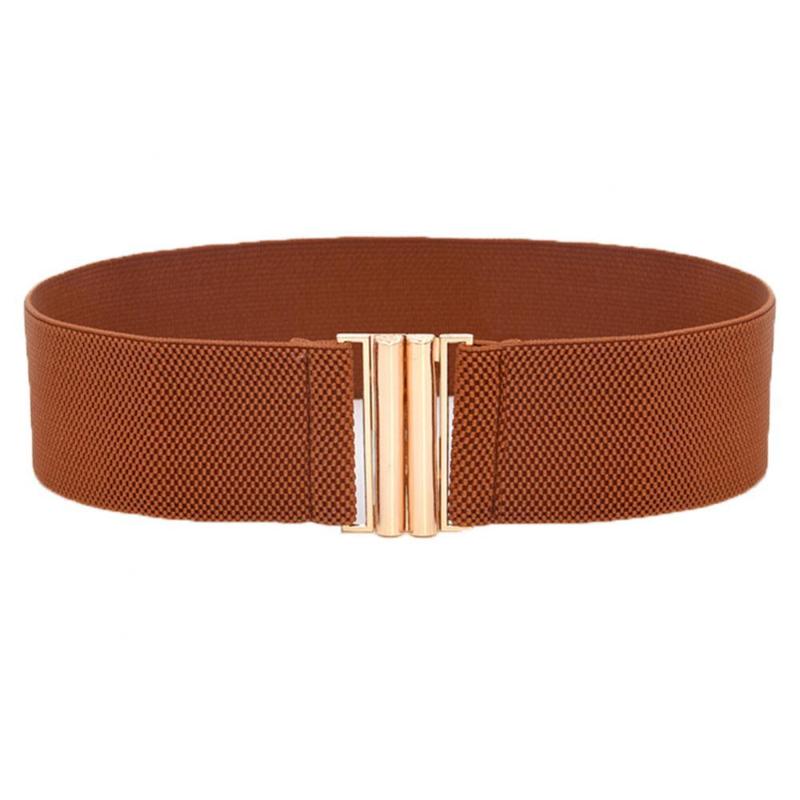 

Belts Lady Solid Color Buckle Wide Faux Leather Elastic Waistband Belt For Jeans Pants, Blue