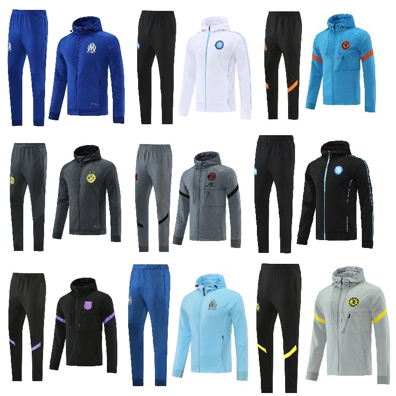 

21/22/23Soccer tracksuits Coat Football Training jacket jogging homme foot Match Long Sleeve with hat HOODIE Sportswear Running Sweater, Khaki