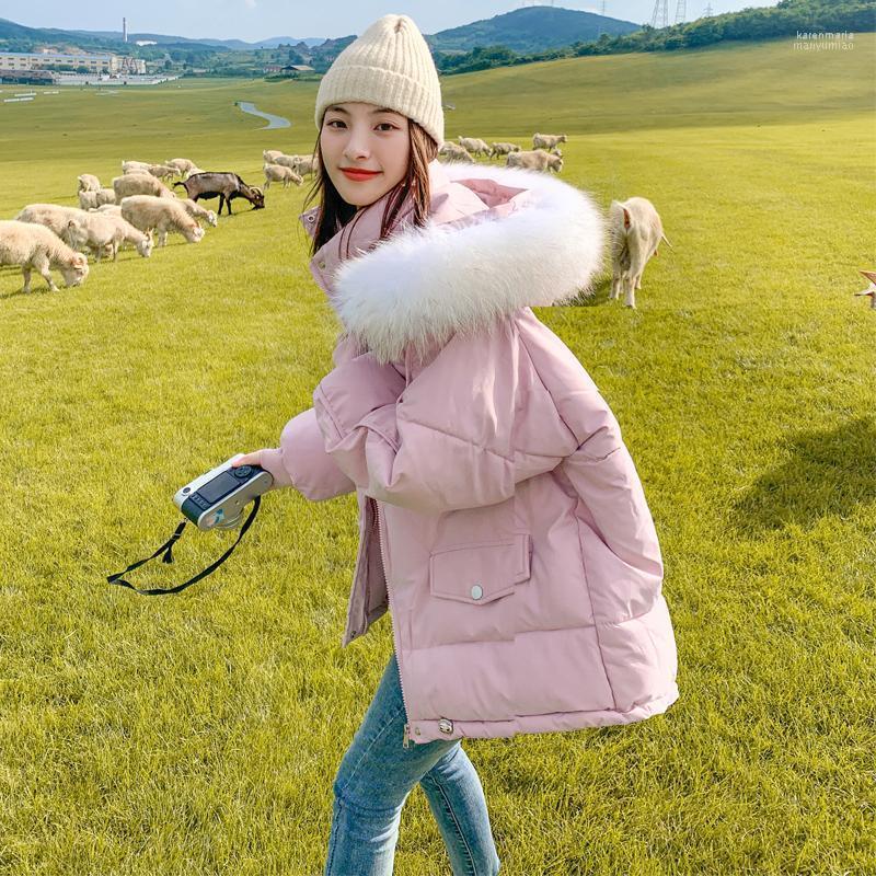 

Women's Down & Parkas Winter Jacket Women 2022 Clothes Korean Parke Big Fur Collar Hooded Loose Four Colors Against The Cold Thicken Puffer, Pink