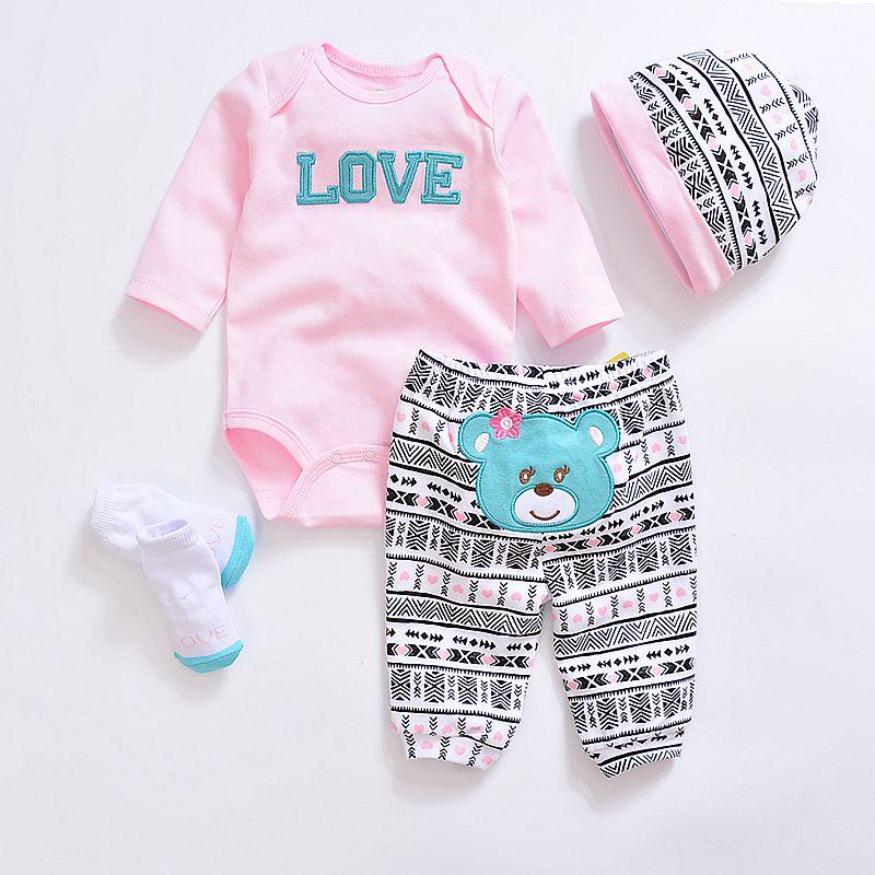 

Clothing Sets Baby Girl Clothes Winter Born Suit Cartoon Boy Bodysuits Pants Bib Socks Set 0-12 Months Kids Children's WearClothing, Csl4006